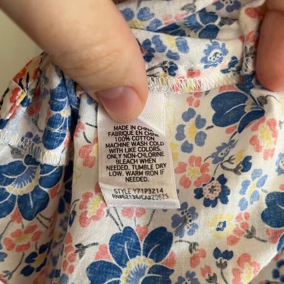 Guess Y2K Floral Button Up Cotton Blouse V-Neck Collar Coquette Puff Sleeve | M - Picture 5 of 5